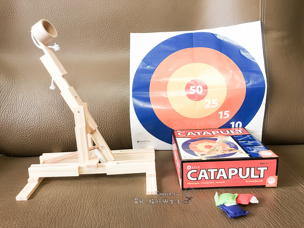 (親子桌遊推薦) 力學與工程學從動手做起 catapult 投石機自己做 3D建構積木 彈射組 KEVA Catapult